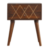 bulk Geometric Brass Inlay 2 Drawer Nightstand for resale