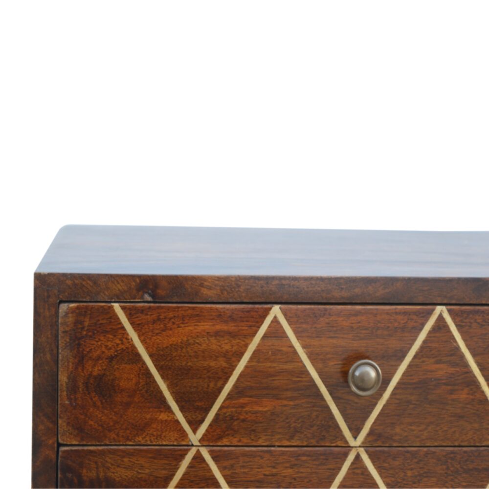 wholesale Geometric Brass Inlay 2 Drawer Nightstand for resale