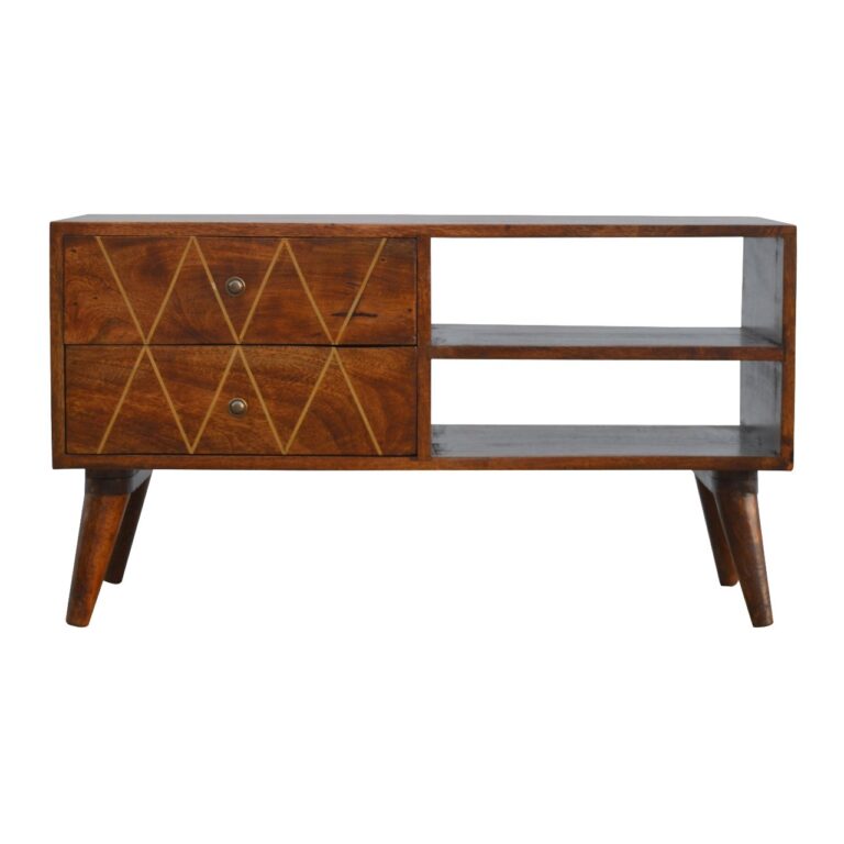 Geometric Brass Inlay Media Unit for resale