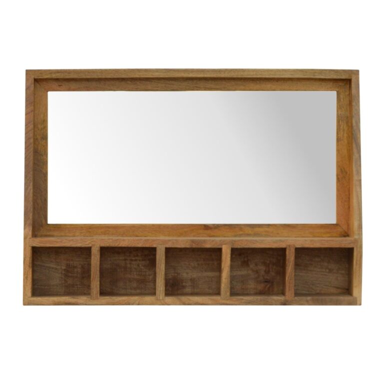 IN341 - Solid Wood 5 Slot Wall Mounted Unit with Mirror for resale