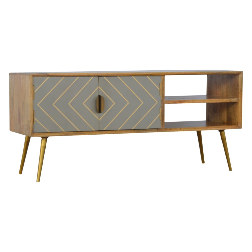 wholesale Sleek Cement Brass Inlay Media Unit for resale