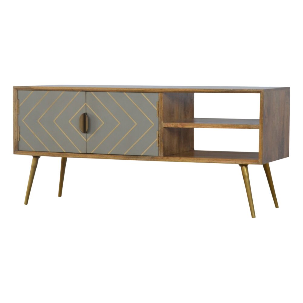 Sleek Cement Brass Inlay Media Unit wholesalers