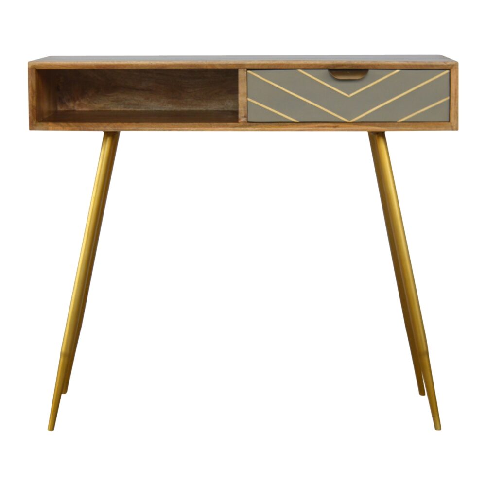 Sleek Cement Brass Inlay Writing Desk for resale