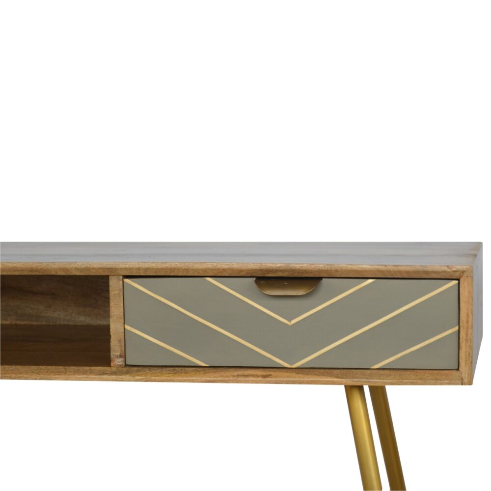 Sleek Cement Brass Inlay Writing Desk dropshipping