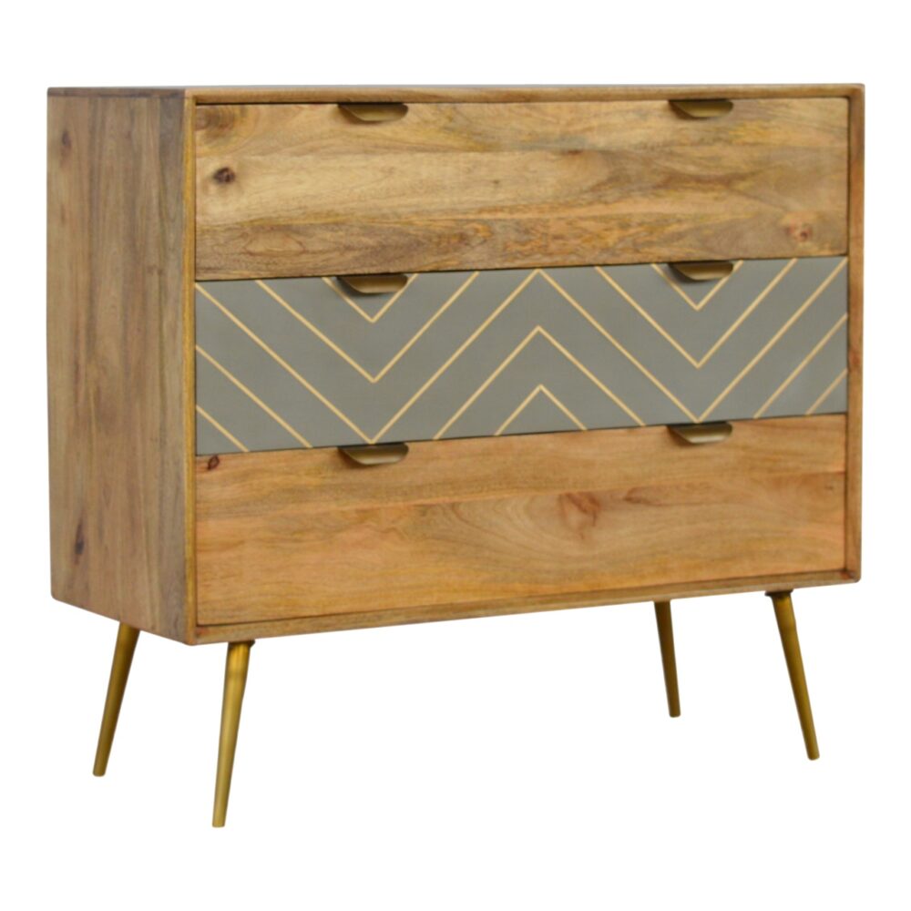 IN376 - Sleek Cement Brass Inlay Chest wholesalers