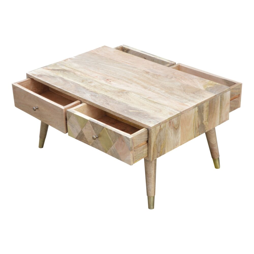 Oak-ish Brass Inlay Coffee Table dropshipping