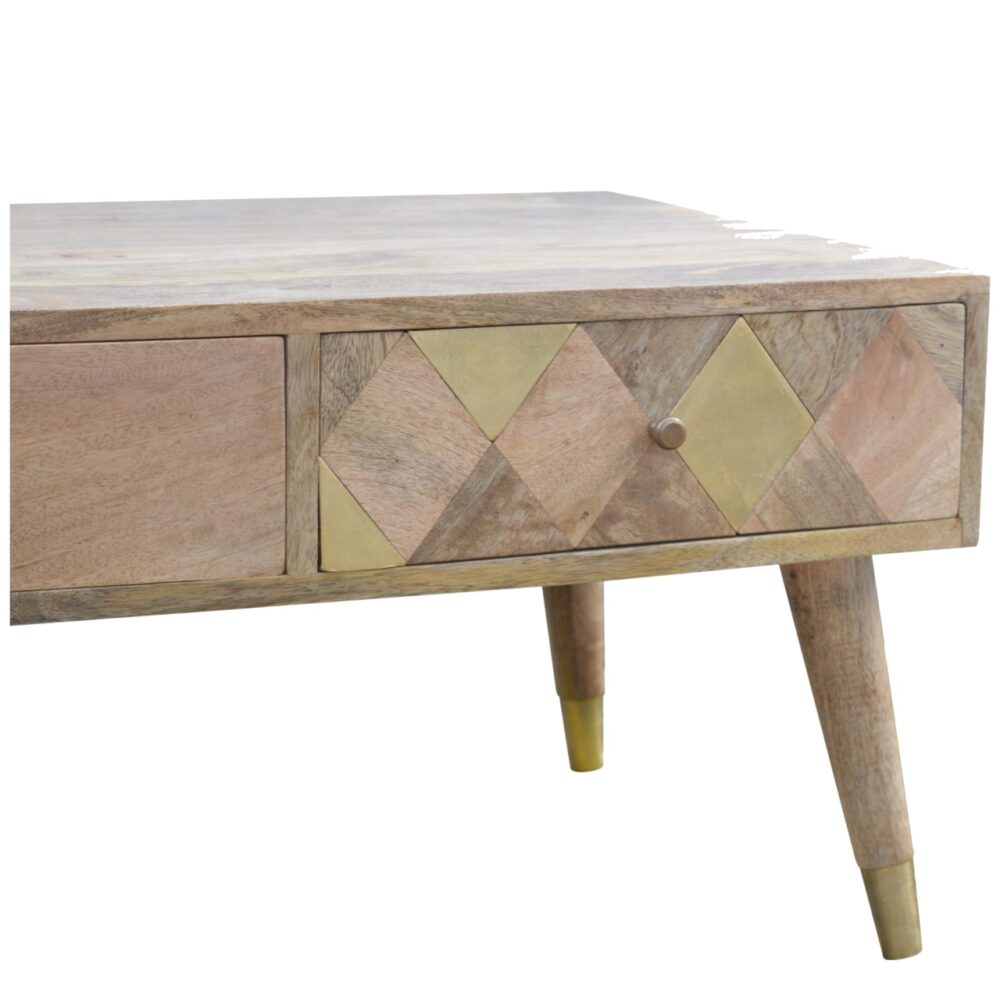 Oak-ish Brass Inlay Coffee Table for resell