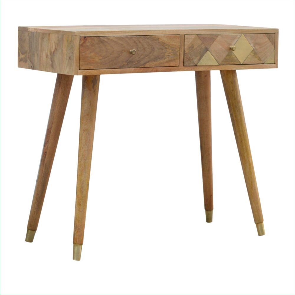 Oak-ish Gold Brass Inlay Console Table wholesalers