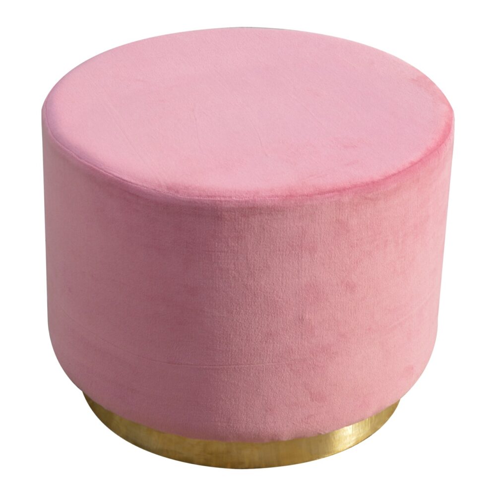 IN426 - Dusty Pink Velvet Footstool with Gold Base wholesalers