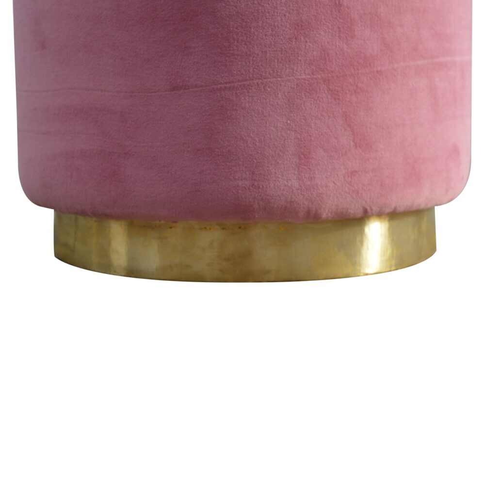 IN426 - Dusty Pink Velvet Footstool with Gold Base for reselling