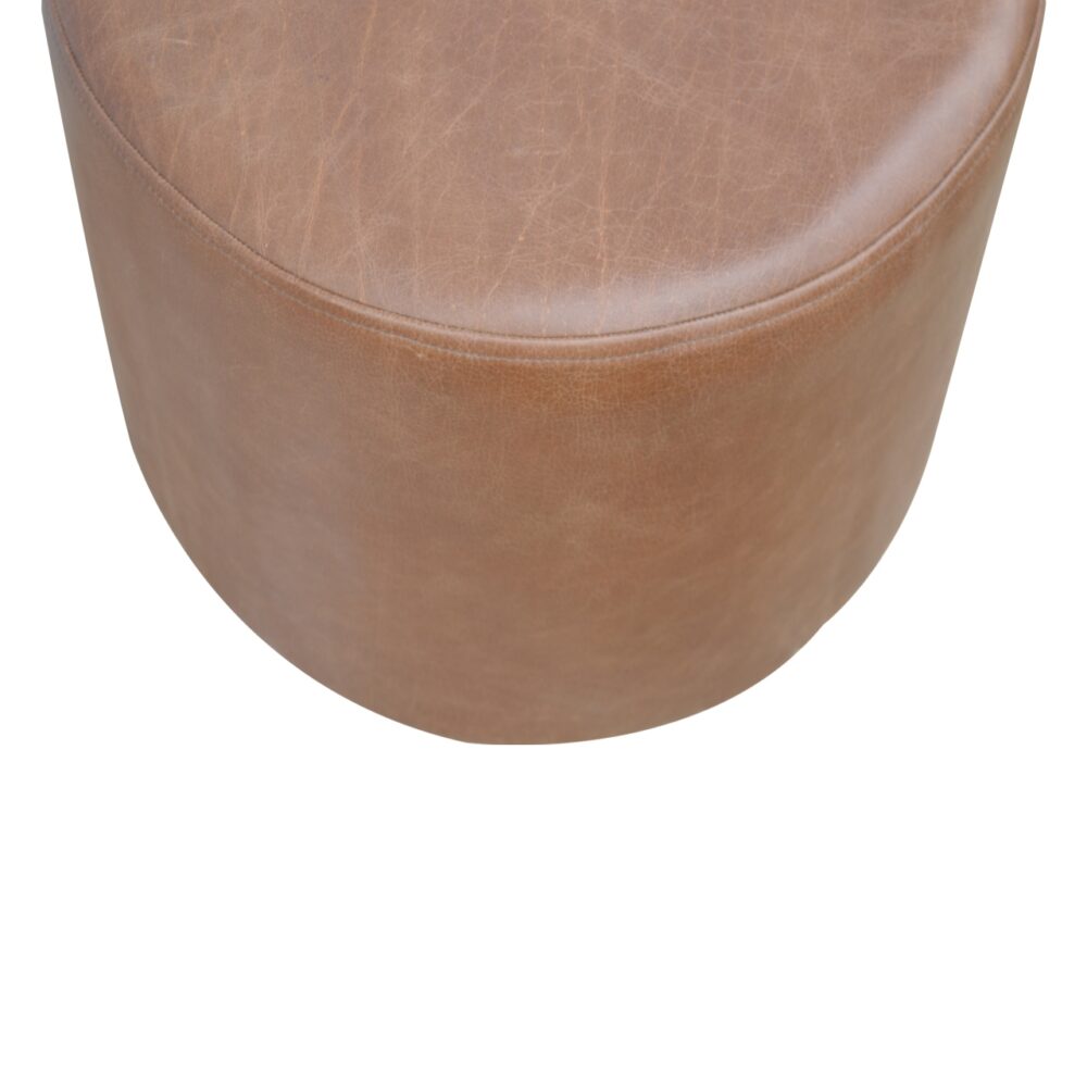 wholesale Brown Buffalo Leather Footstool with Gold Base for resale