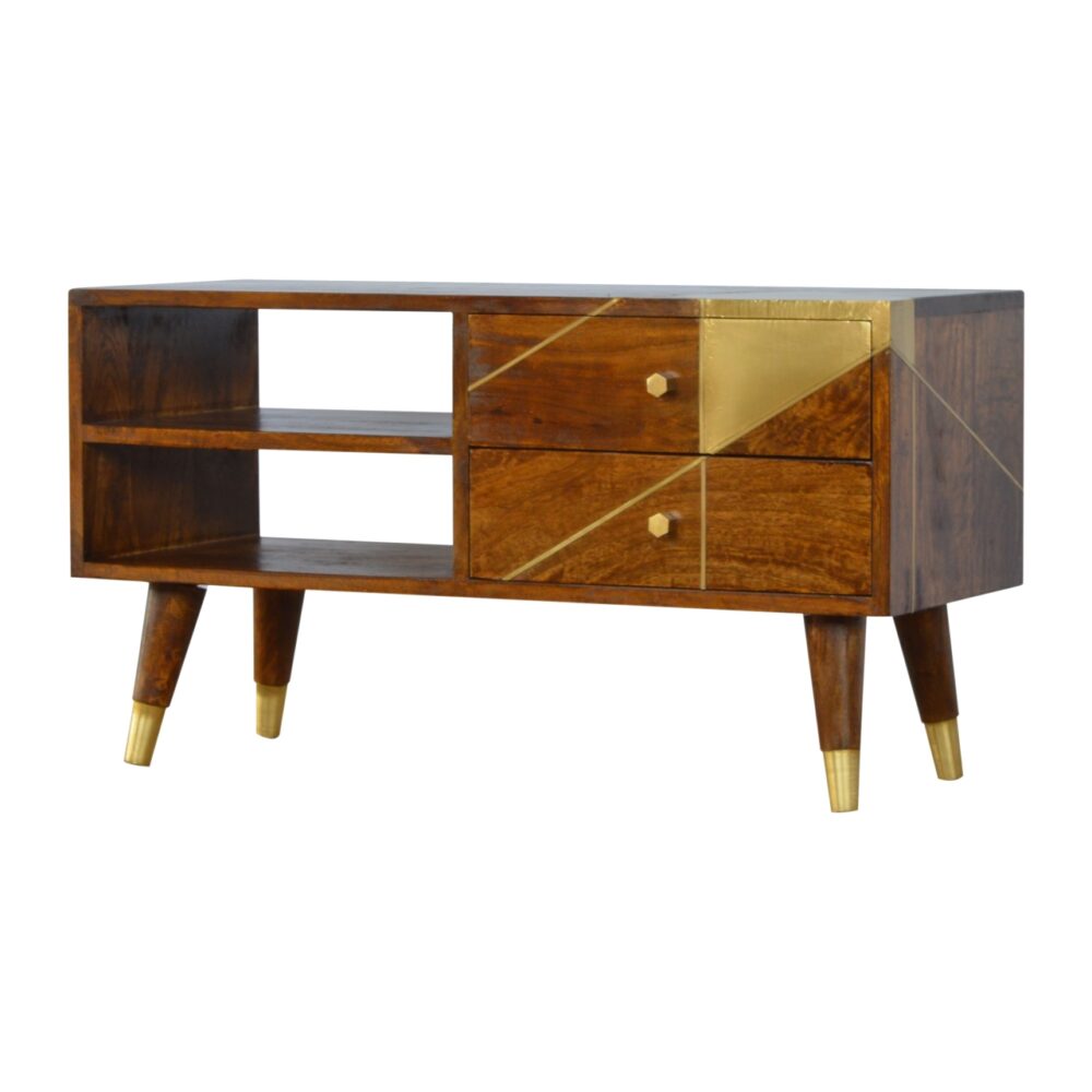 Gold Geometric Chestnut Media Unit wholesalers