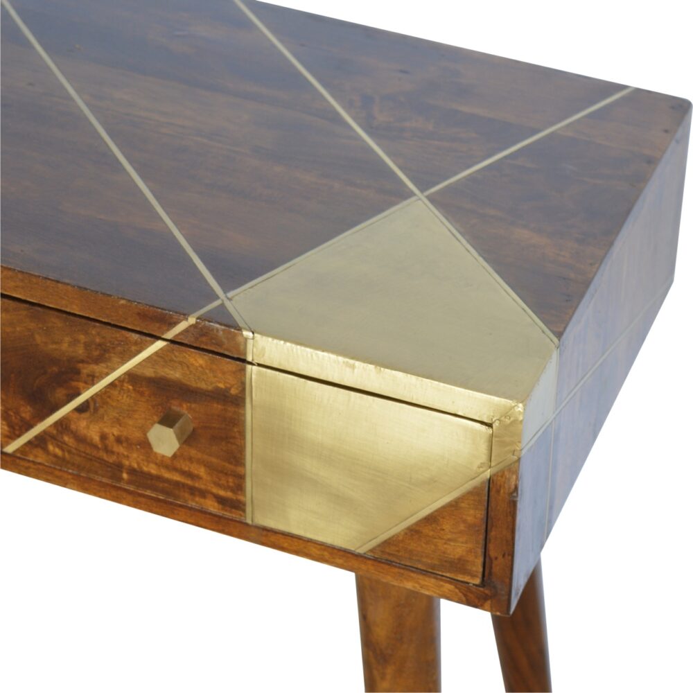 Gold Geometric Chestnut Console Table dropshipping