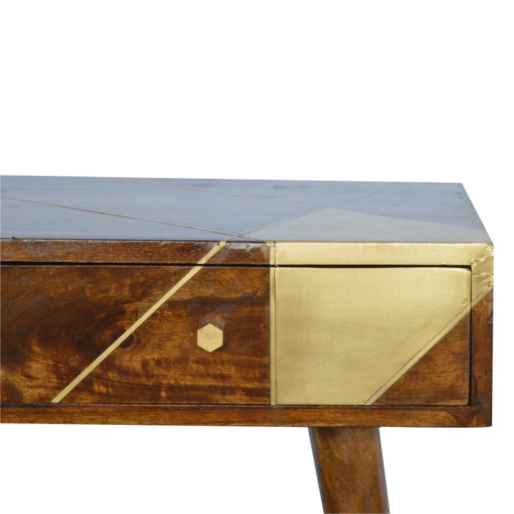 Gold Geometric Chestnut Console Table for resell