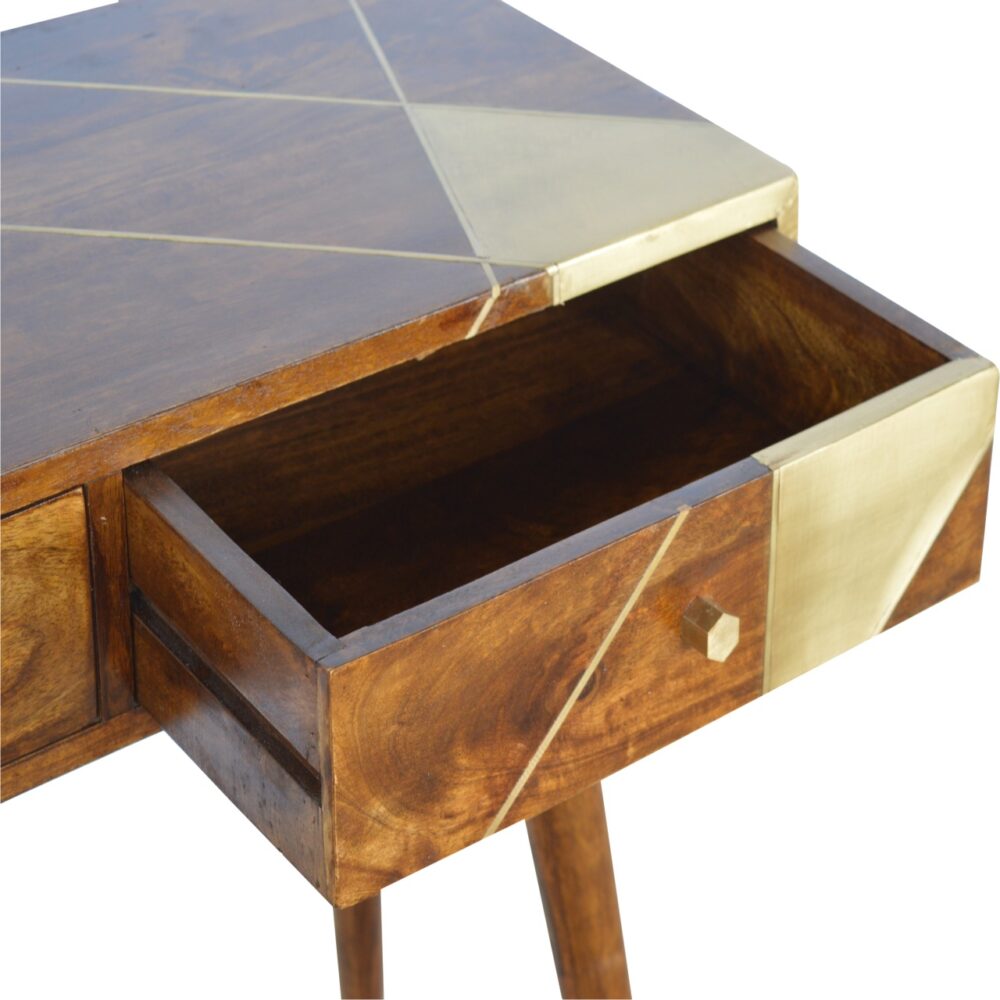 Gold Geometric Chestnut Console Table for wholesale