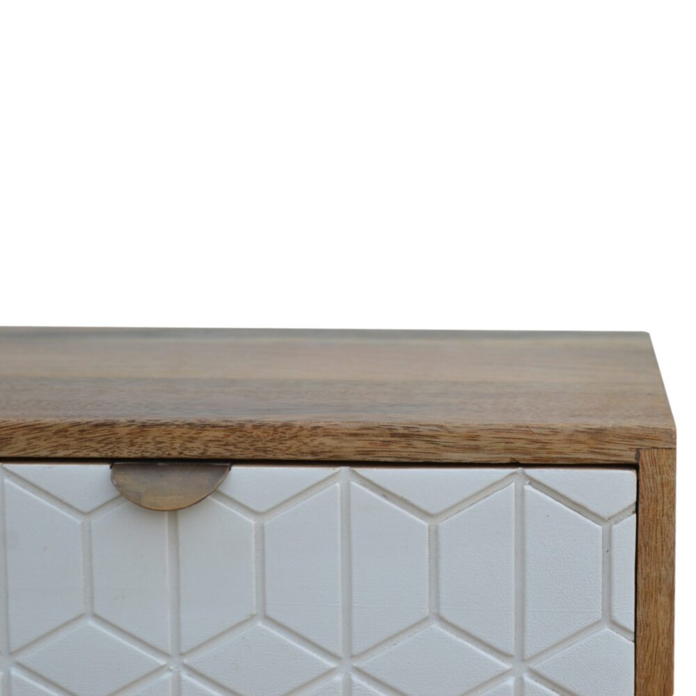 IN446 - Sleek White Carved Bedside dropshipping