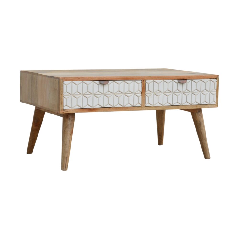 Sleek White Carved Coffee Table wholesalers