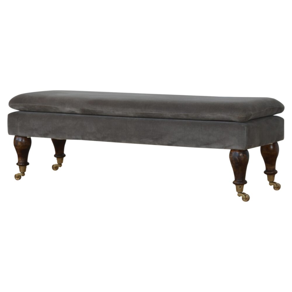 wholesale Grey Velvet Bench with Castor Feet for resale