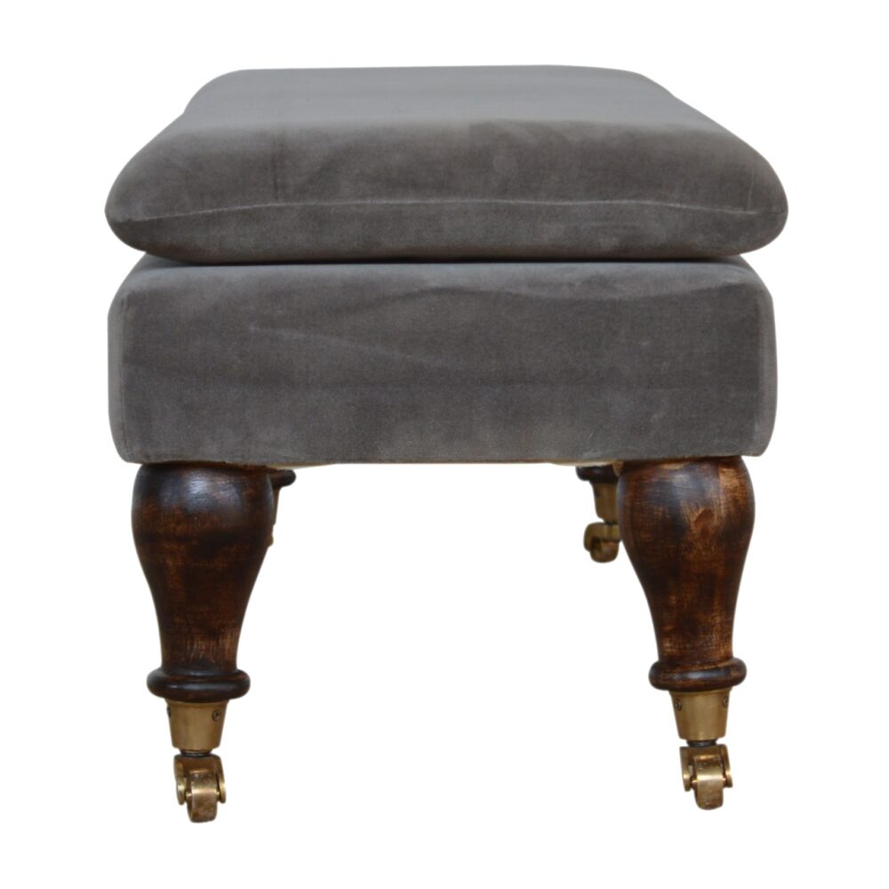 bulk Grey Velvet Bench with Castor Feet for resale