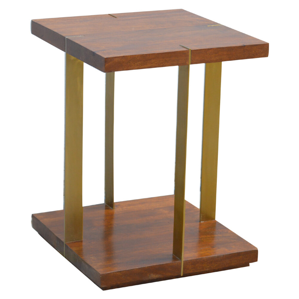 wholesale Open Chestnut End Table with 4 Gold Panels for resale