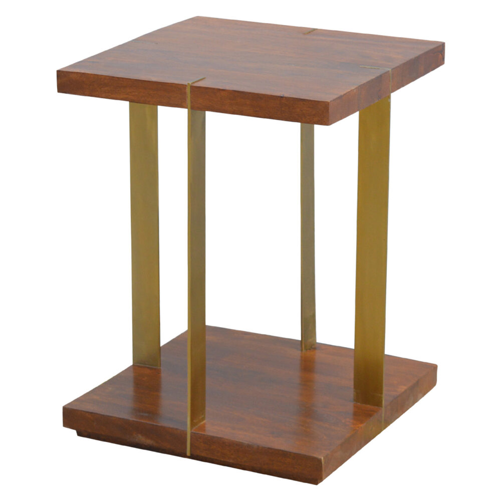 Open Chestnut End Table with 4 Gold Panels wholesalers