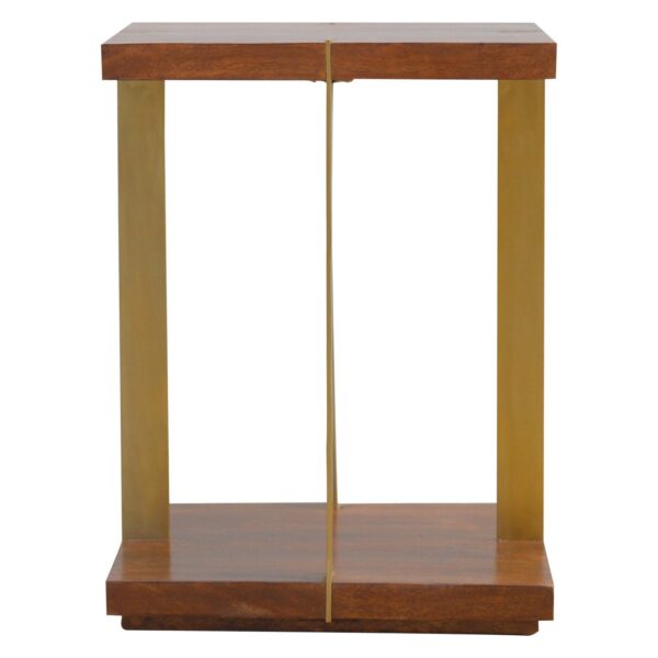 Open Chestnut End Table with 4 Gold Panels for resale