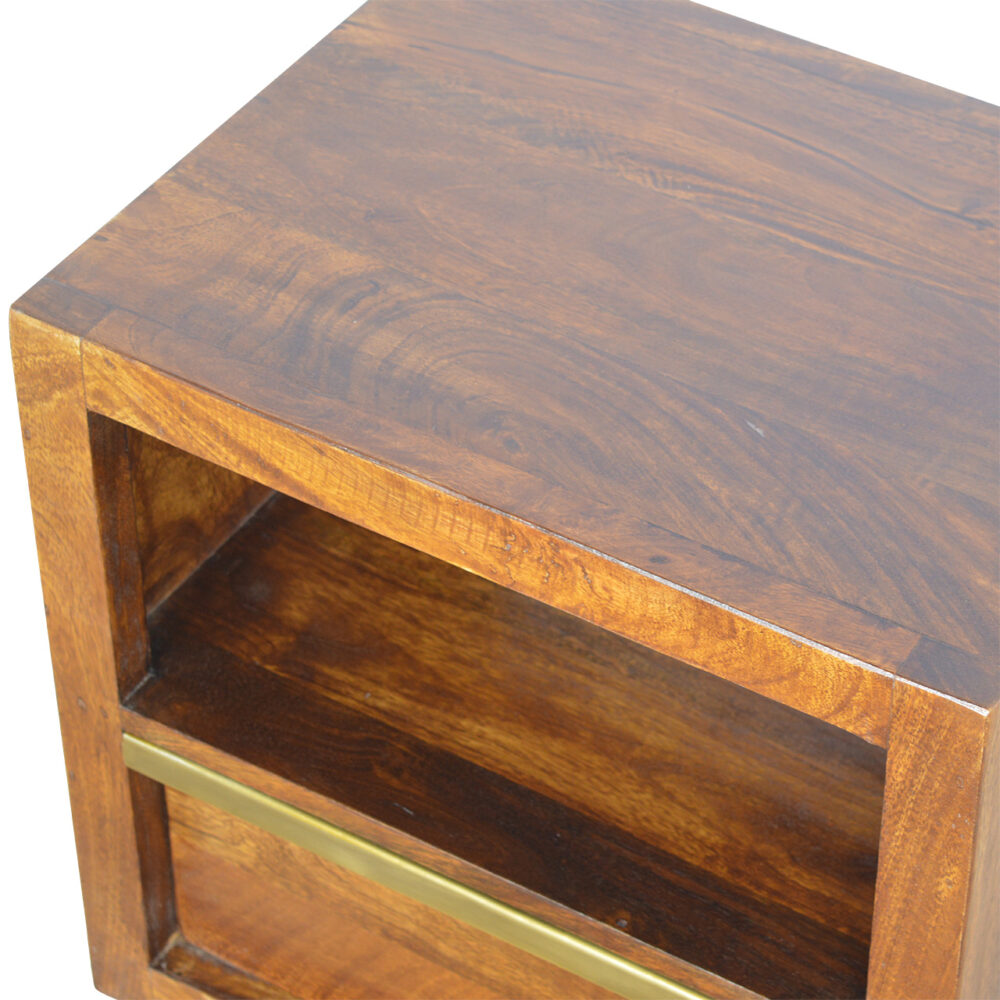 Chestnut Bedside with Gold Bar dropshipping