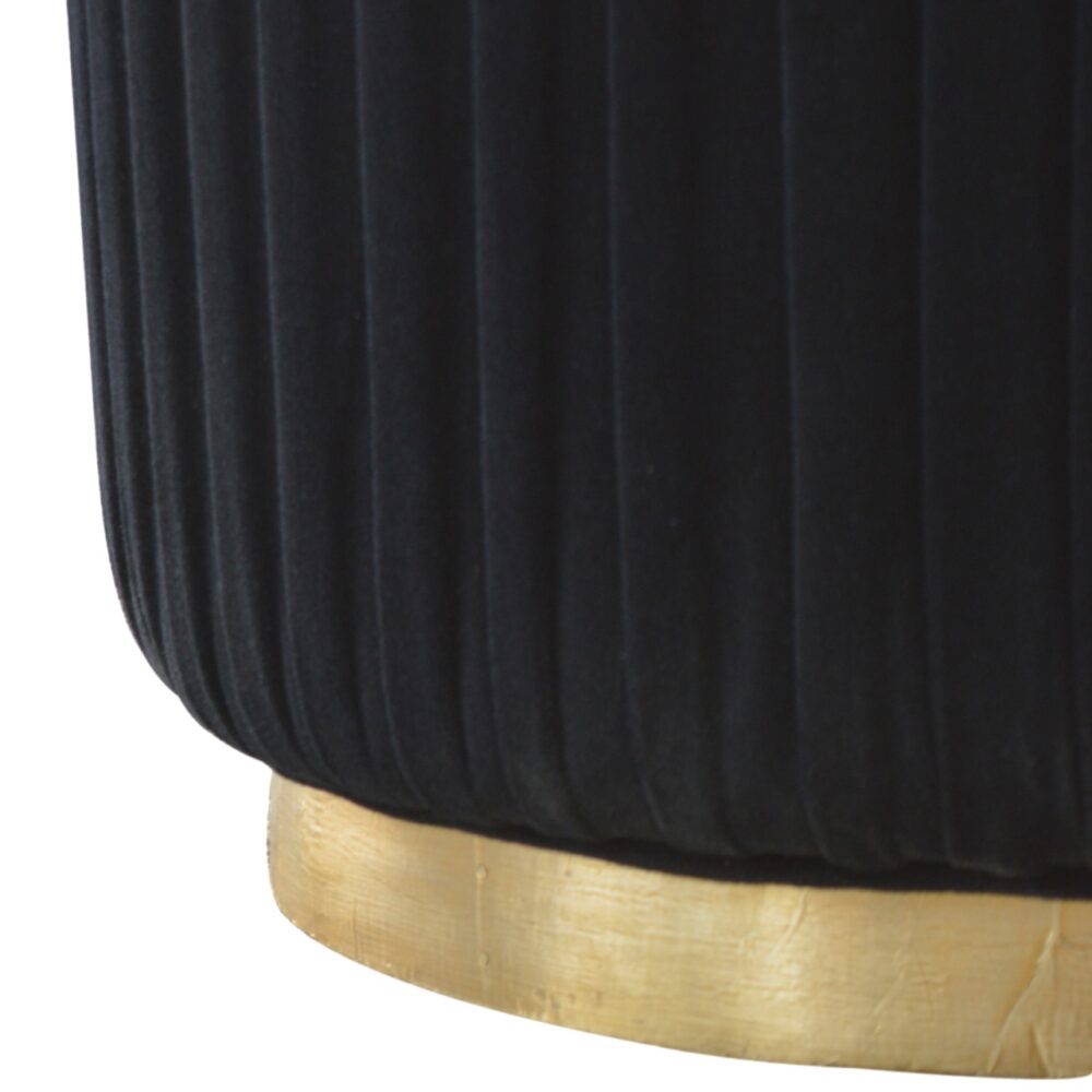 Black Cotton Velvet Pleated Footstool with Gold Base for resell