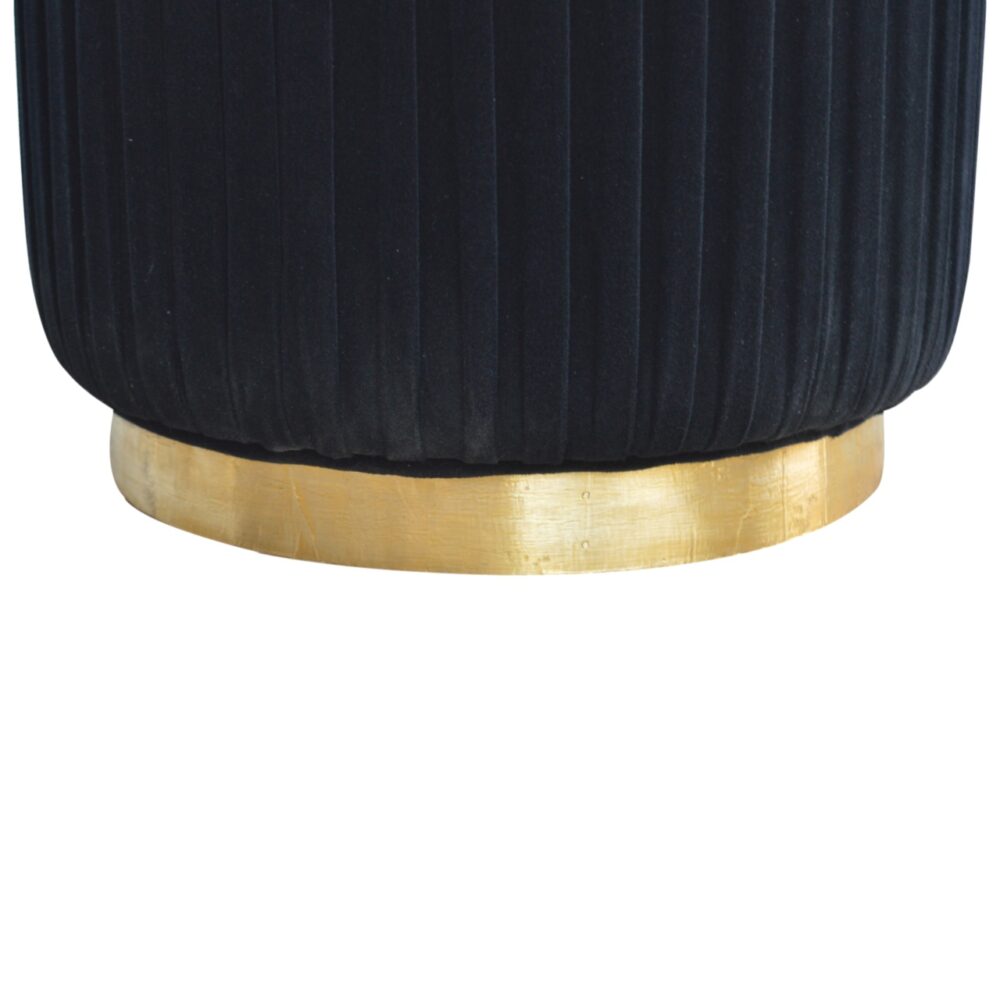 Black Cotton Velvet Pleated Footstool with Gold Base dropshipping