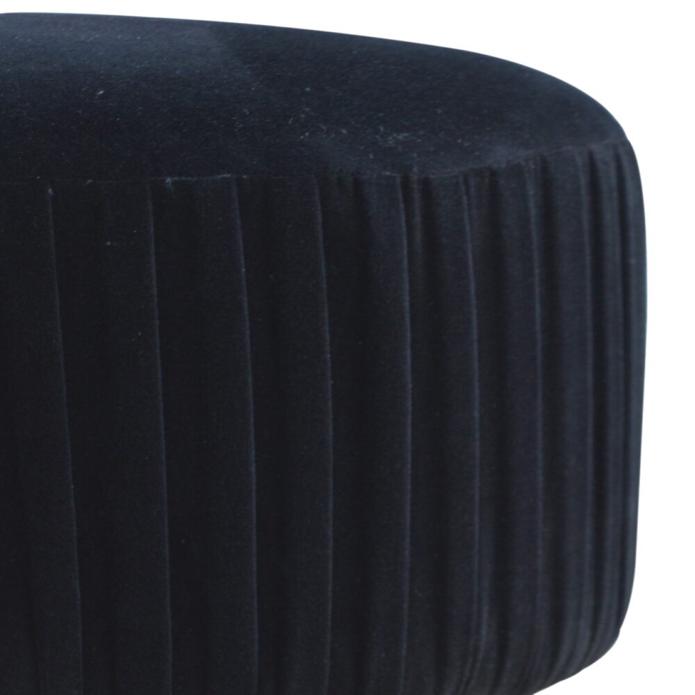 wholesale Black Cotton Velvet Pleated Footstool with Gold Base for resale