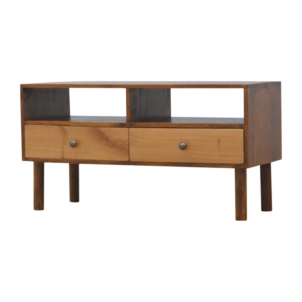 wholesale Solid Wood Media Unit with 2 Open Slots and 2 Oak Wood Front Drawers for resale