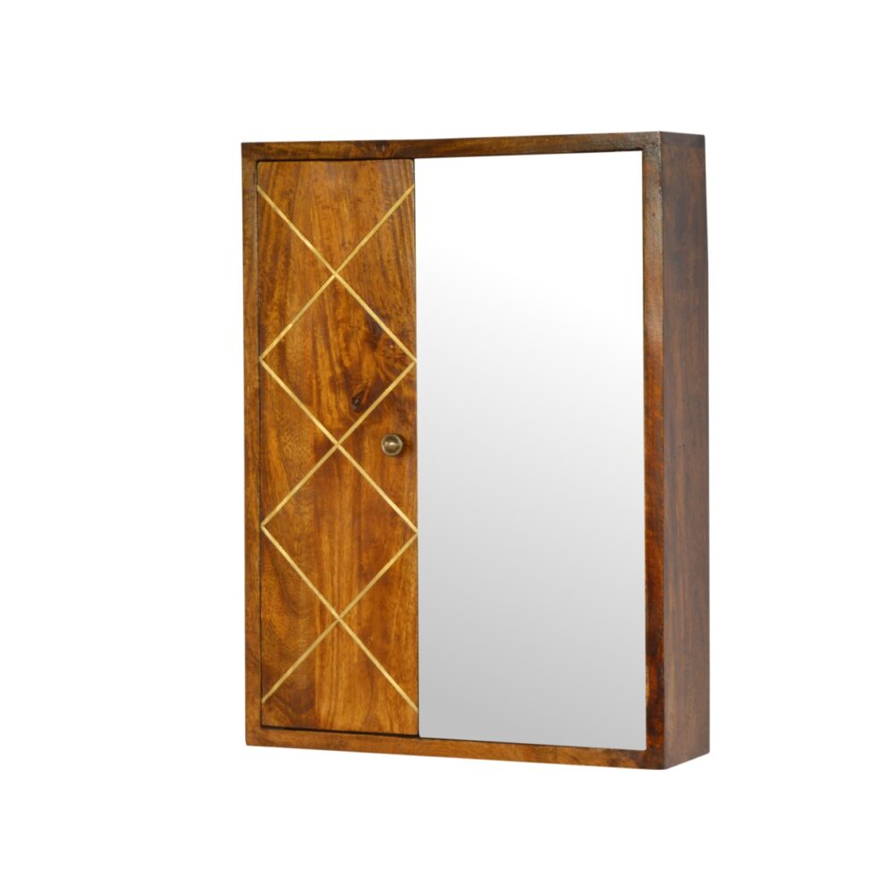 wholesale IN683 - Sliding Brass Inlay Wall Mirror Cabinet for resale