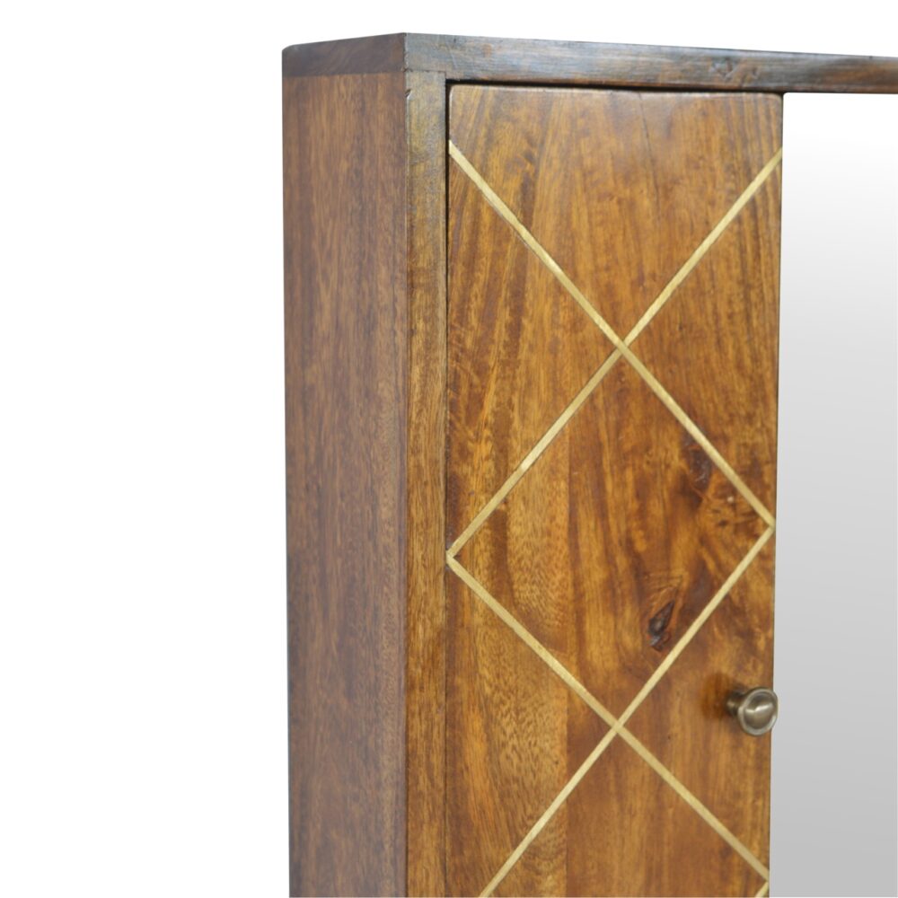 IN683 - Sliding Brass Inlay Wall Mirror Cabinet dropshipping