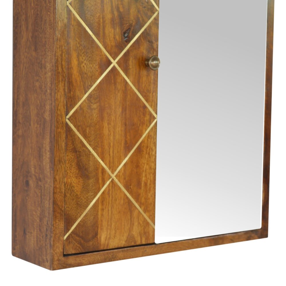 IN683 - Sliding Brass Inlay Wall Mirror Cabinet for resell