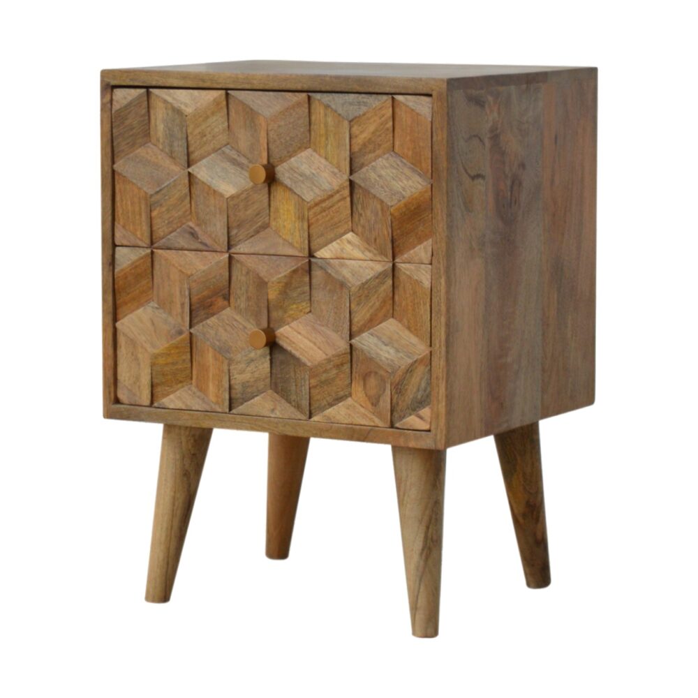 Cube Carved Nightstand with 2 Drawers wholesalers