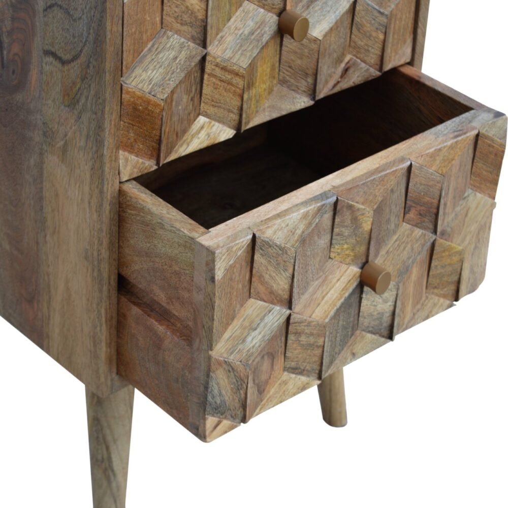 Cube Carved Nightstand with 2 Drawers dropshipping