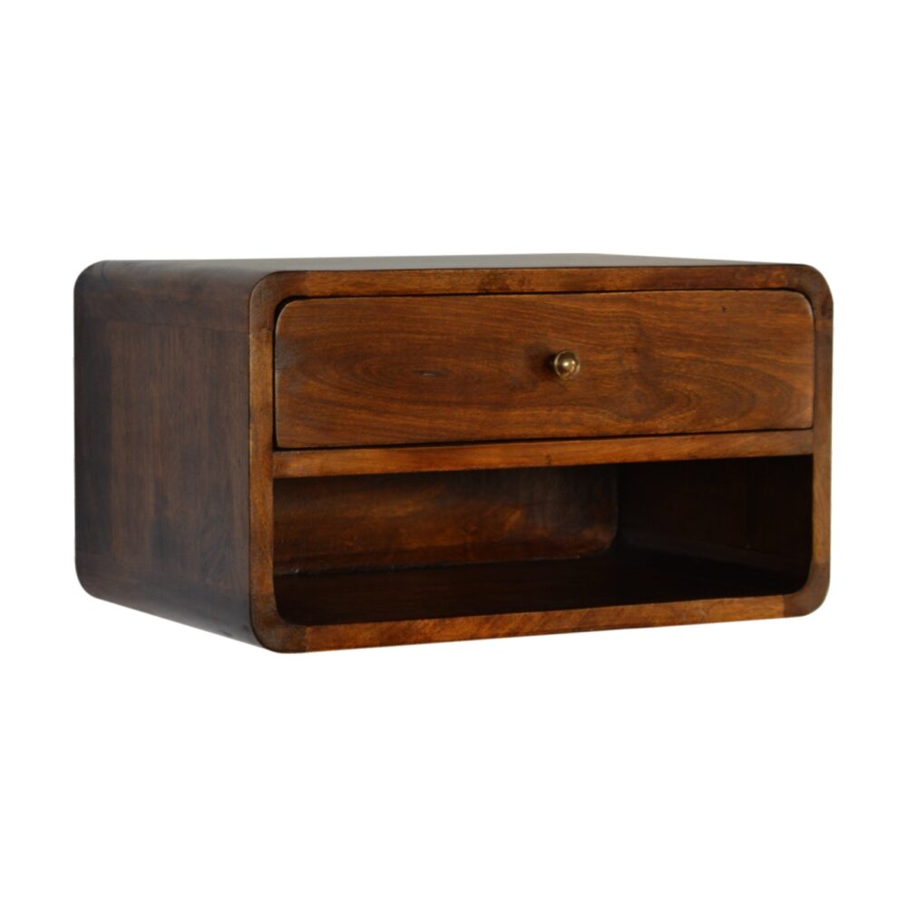 wholesale Curved Chestnut Wall Mounted Bedside with Open Slot for resale