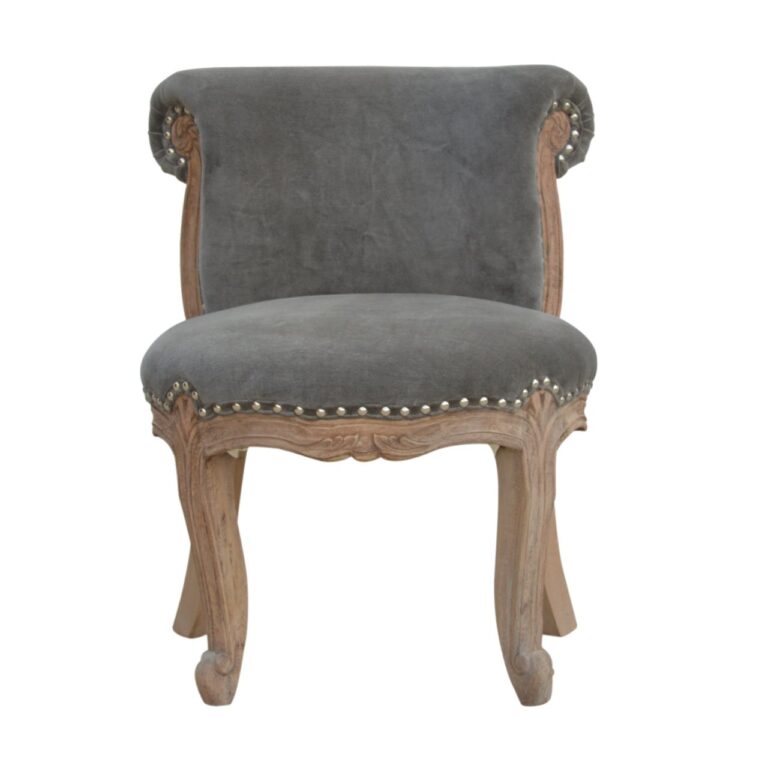 Grey Velvet Studded Chair for resale