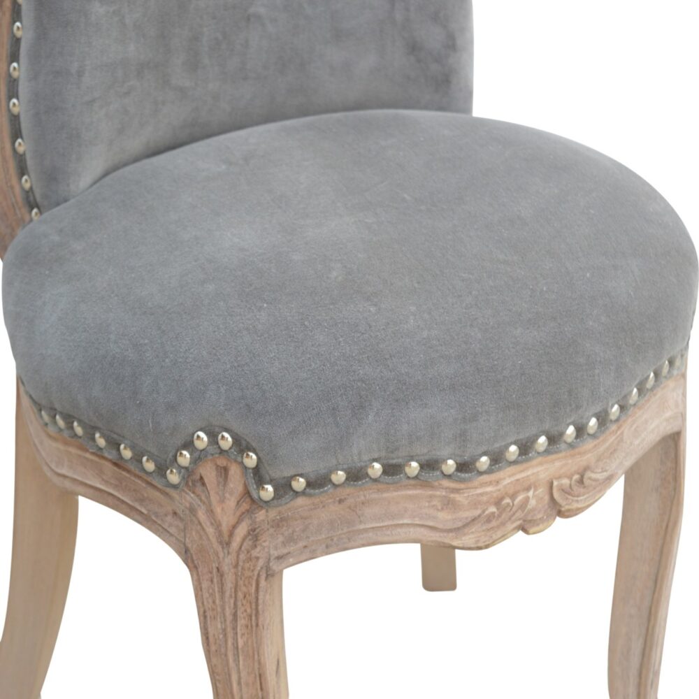 Grey Velvet Studded Chair for resell