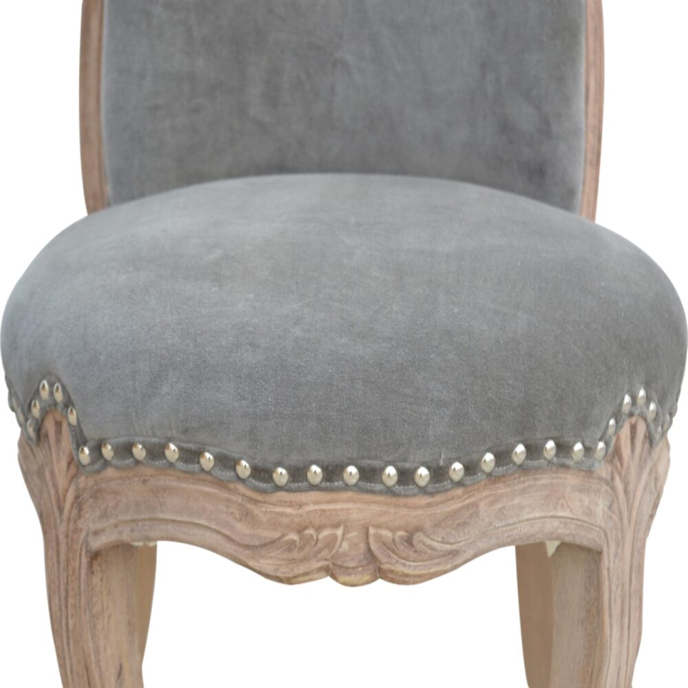 Grey Velvet Studded Chair for wholesale