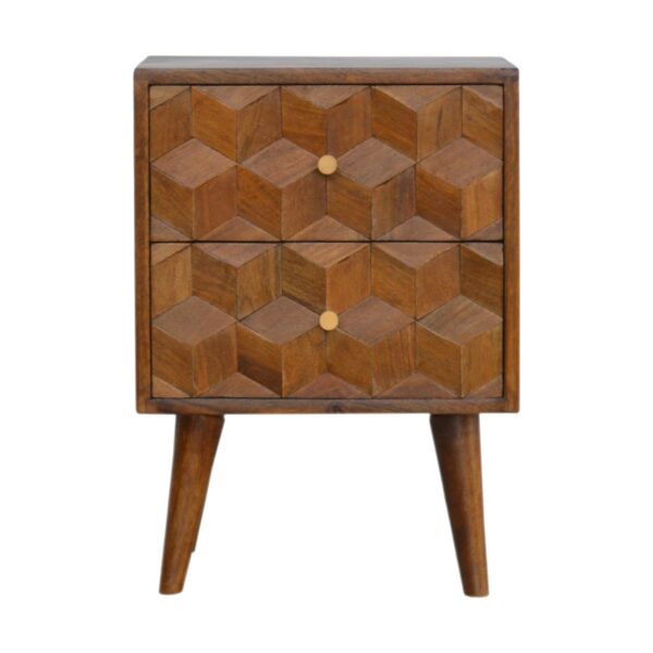 Chestnut Cube Carved Nightstand for resale