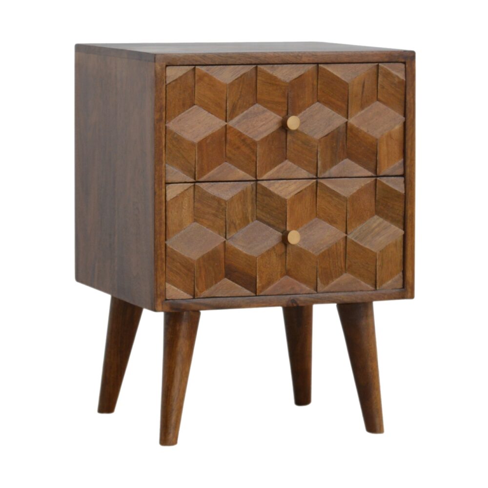 Chestnut Cube Carved Nightstand wholesalers