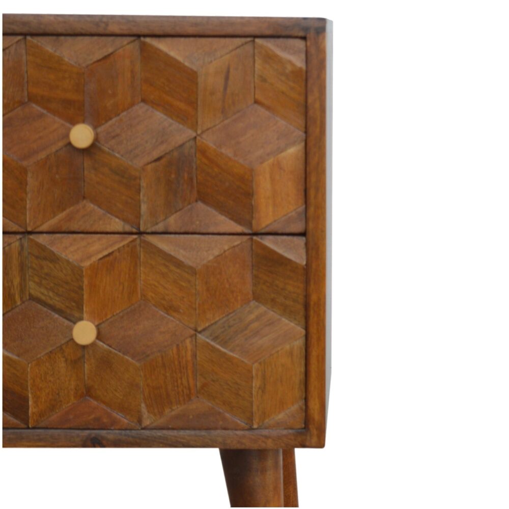 Chestnut Cube Carved Nightstand dropshipping