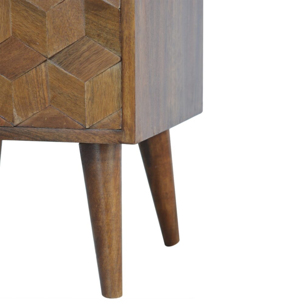 Chestnut Cube Carved Nightstand for reselling