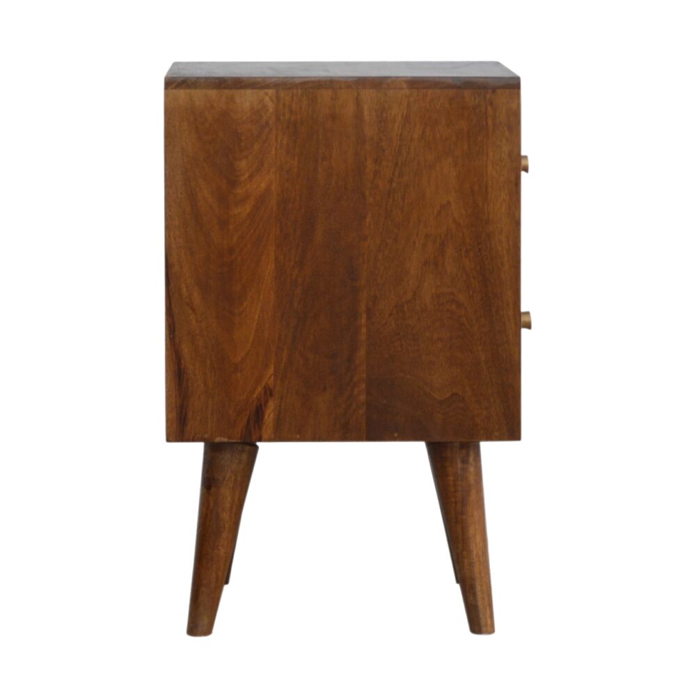 Chestnut Cube Carved Nightstand for wholesale