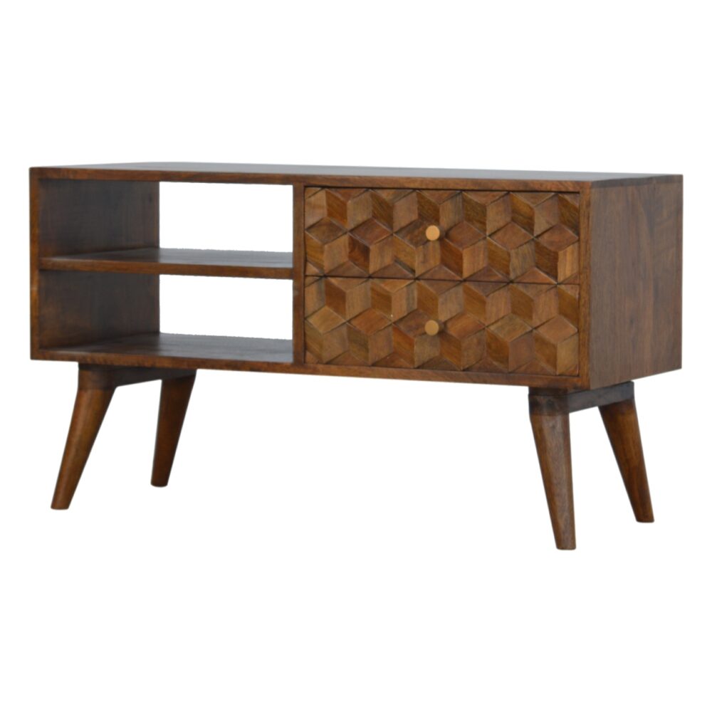 Chestnut Cube Carved Media Unit wholesalers