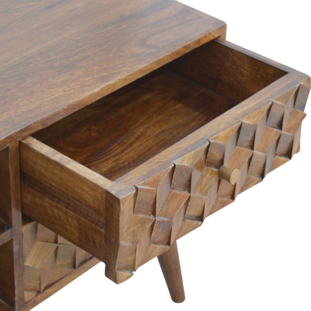 wholesale Chestnut Cube Carved Media Unit for resale