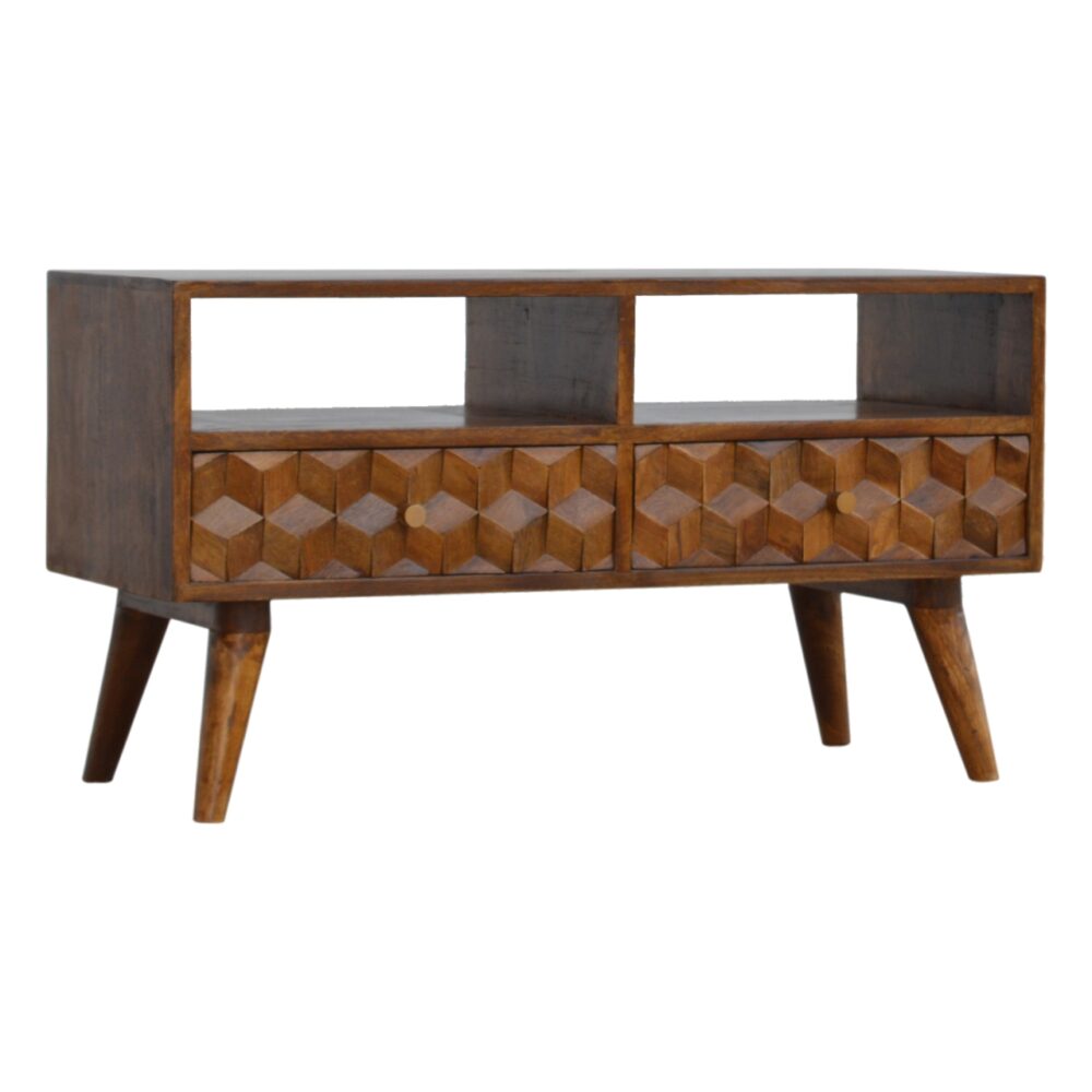 Chestnut Cube Carved TV Unit wholesalers