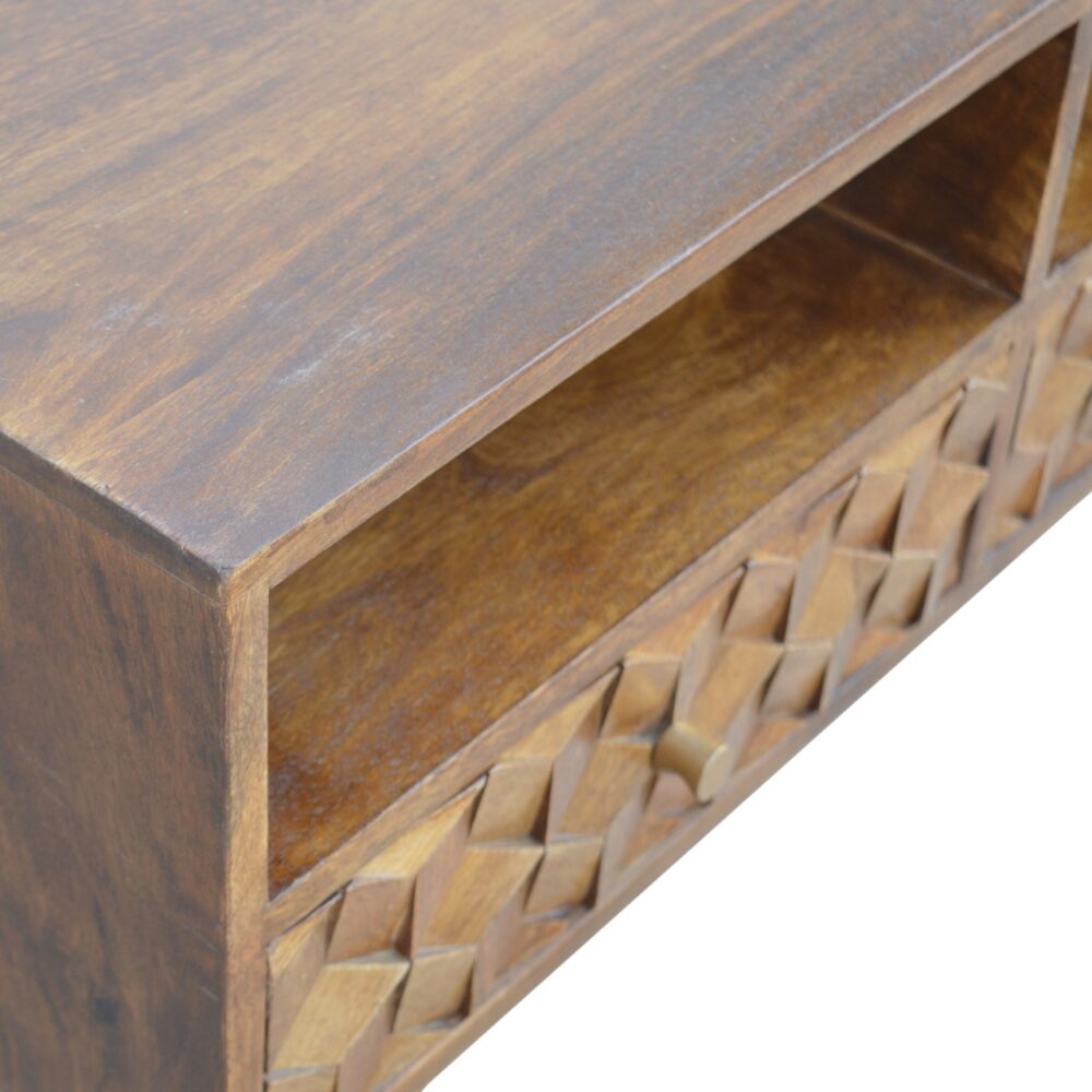 Chestnut Cube Carved TV Unit for resell
