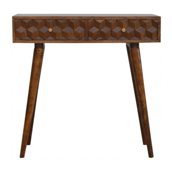 Chestnut Cube Carved Console Table for resale